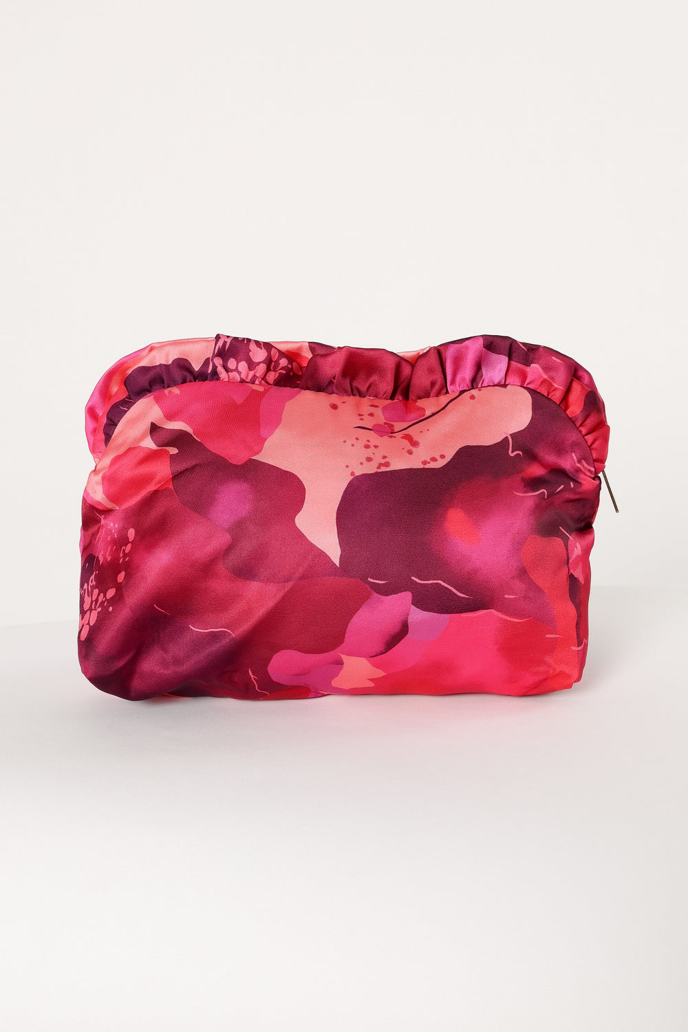 ACCESSORIES @Large Satin Floral Ruffle Pouch - Floral