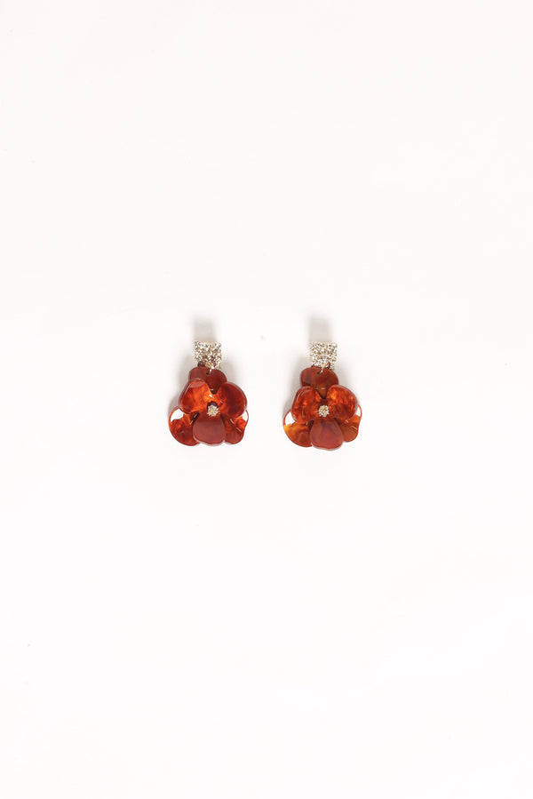 ACCESSORIES Lennon Flower Earrings - Gold/Brown