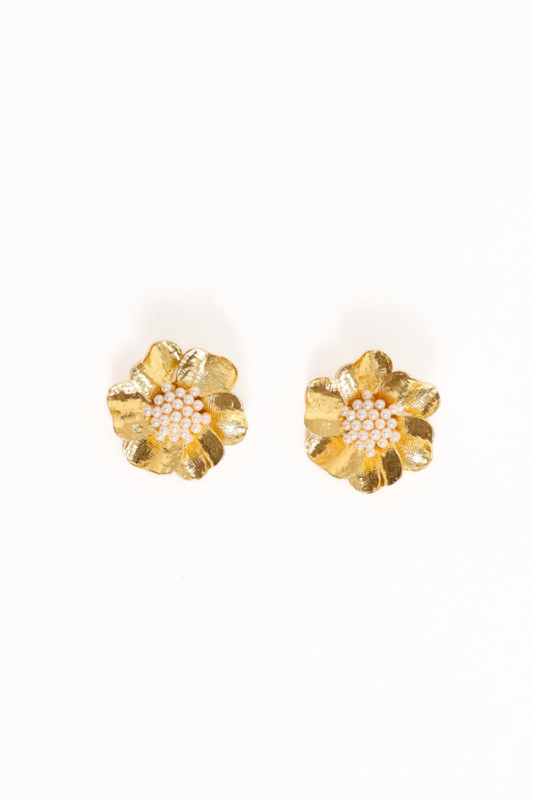 ACCESSORIES Lola Pearl Flower Earrings - Gold