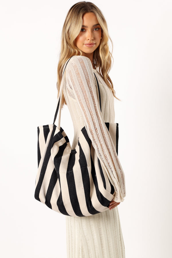 ACCESSORIES @Lydia Beach Bag - Black Stripe