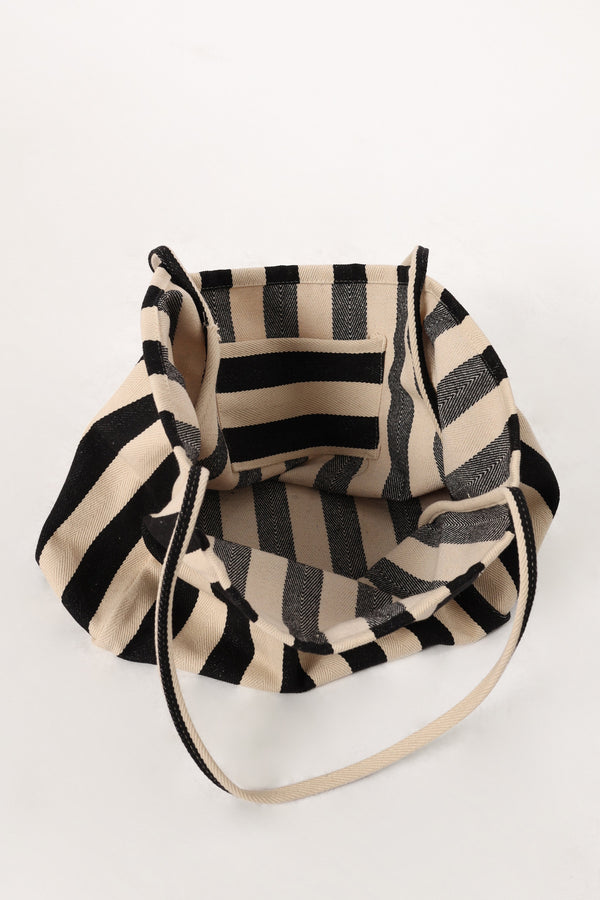 ACCESSORIES @Lydia Beach Bag - Black Stripe