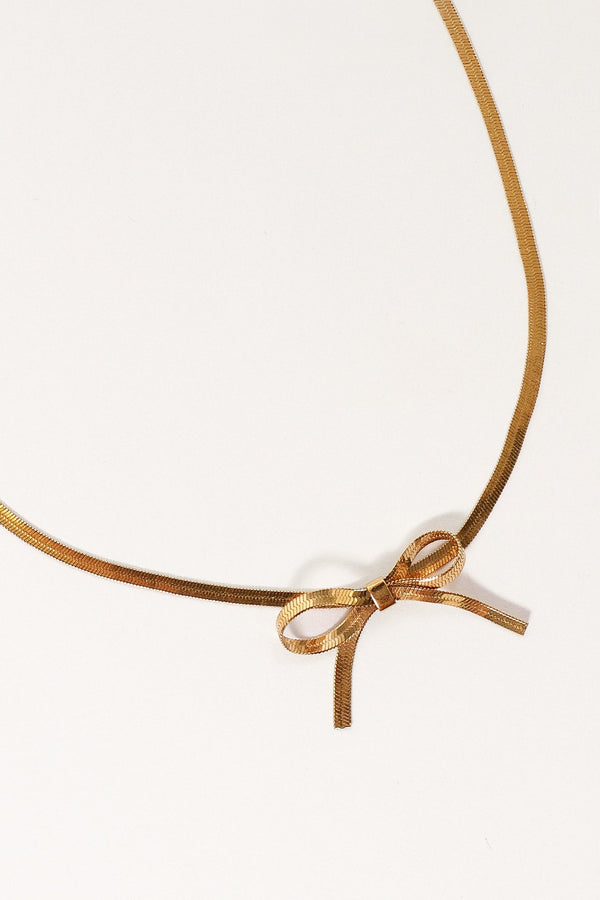 ACCESSORIES @Lydia Bow Necklace - Gold