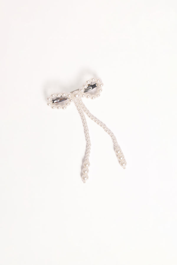 ACCESSORIES Marcella Hair Bow Clip - Pearl