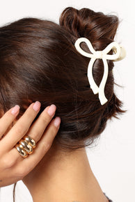 ACCESSORIES @Peyton Bow Hair Clip - White