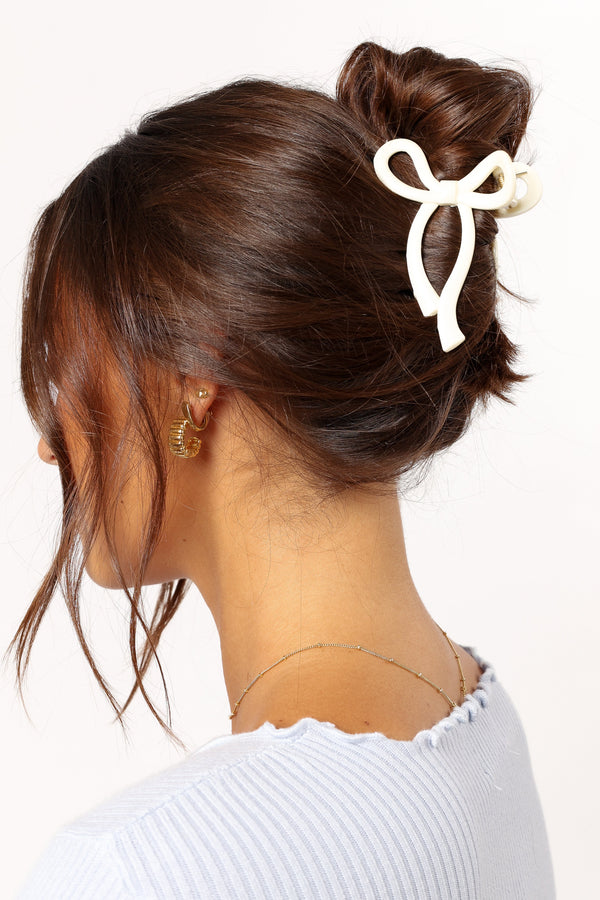 ACCESSORIES @Peyton Bow Hair Clip - White