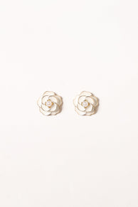 ACCESSORIES @Reina Flower Earrings - Gold/White