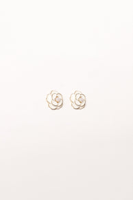 ACCESSORIES @Reina Flower Earrings - Gold/White