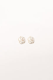ACCESSORIES @Reina Flower Earrings - Gold/White