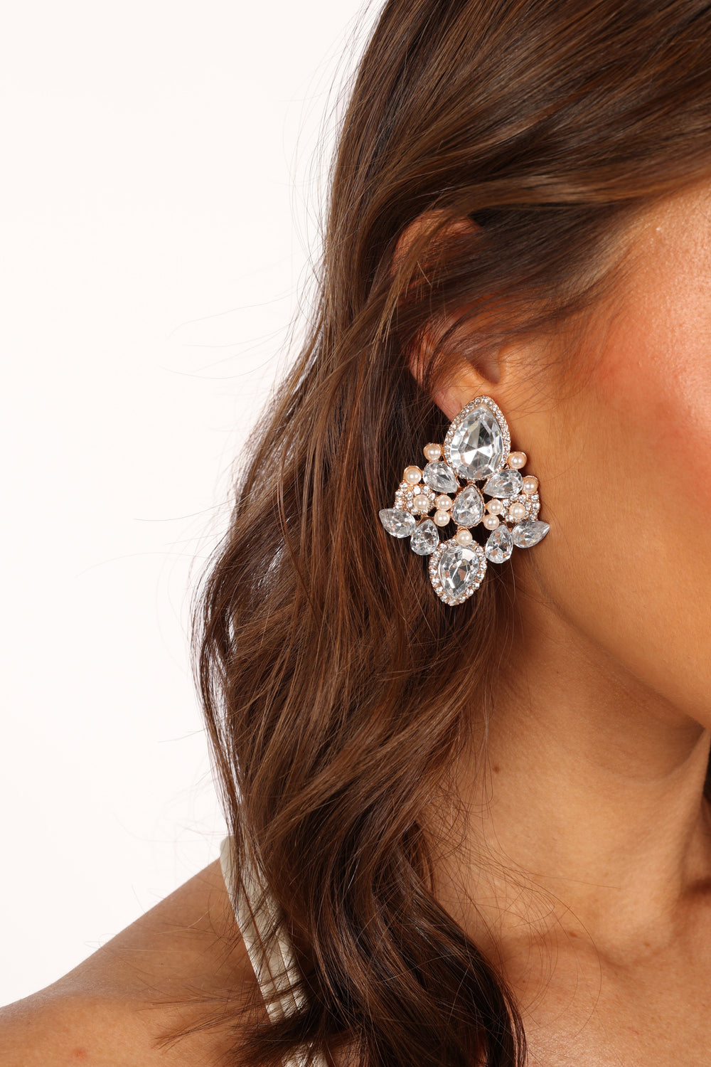 ACCESSORIES @Rose Earrings - Pearl Diamante