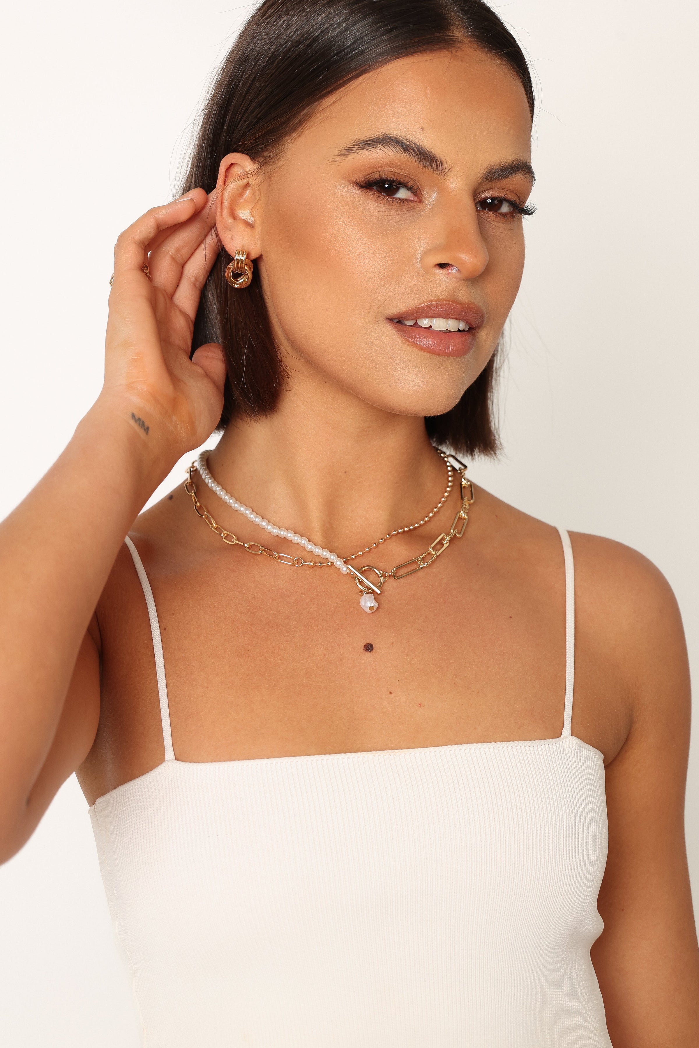 ACCESSORIES @Ryker Layered necklace - Gold Pearl