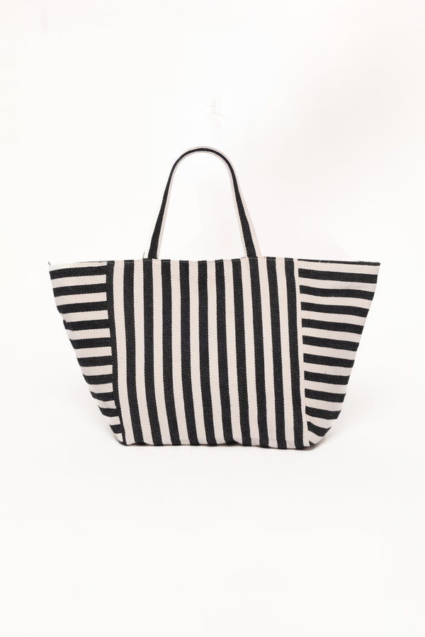 ACCESSORIES Savannah Beach Bag - Black Stripe