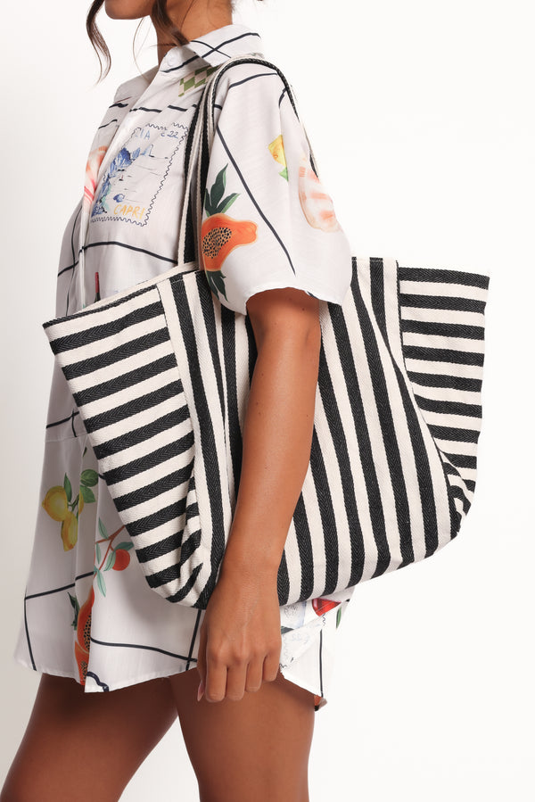 ACCESSORIES Savannah Beach Bag - Black Stripe