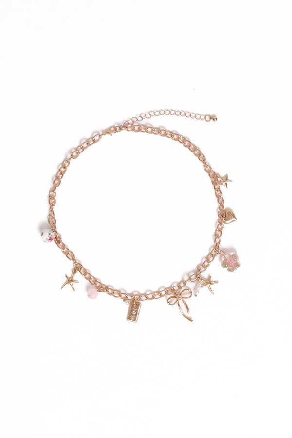 ACCESSORIES Sienna Charm Necklace - Gold Pink