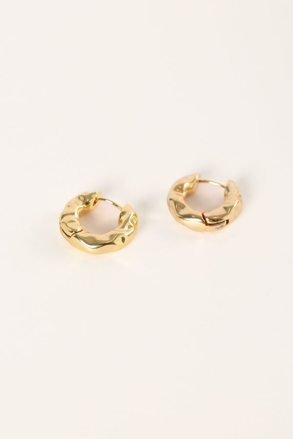 ACCESSORIES @Simone Textured Hoop Earrings - Gold