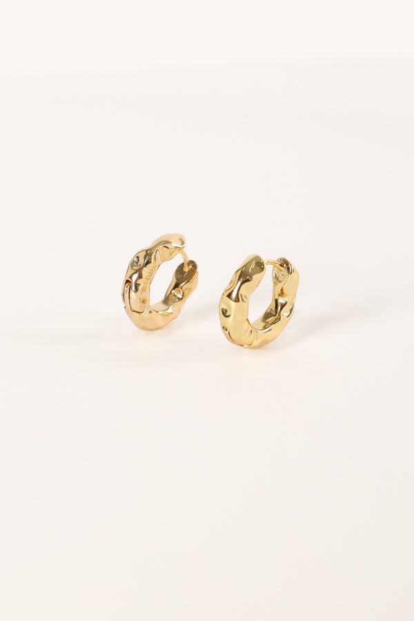 ACCESSORIES @Simone Textured Hoop Earrings - Gold