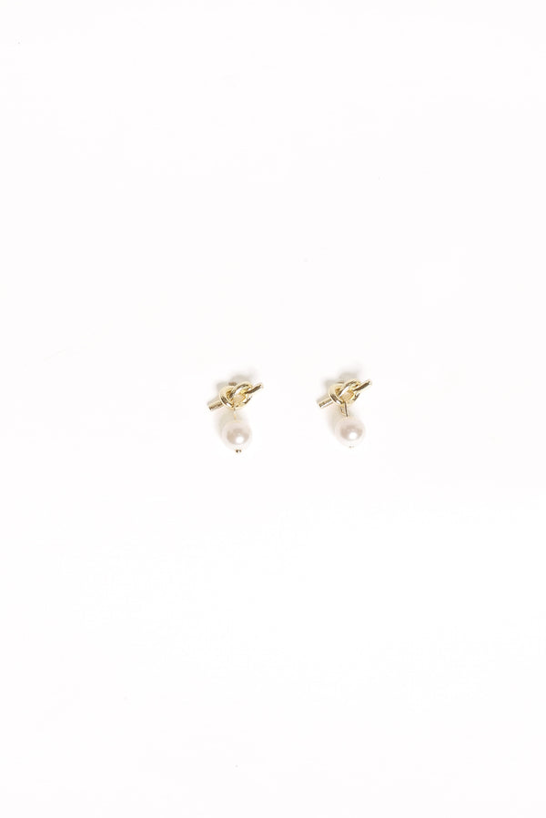 ACCESSORIES Valentina Knot Earrings - Gold/Pearl