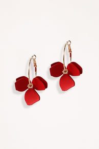 ACCESSORIES @Willow Flower Earrings - Gold/Red
