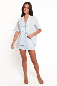 BOTTOMS Aaliyah Cotton Shorts - Pale Blue