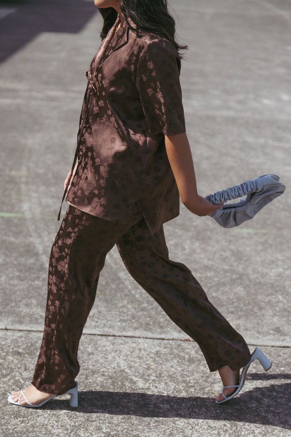 BOTTOMS Aaliyah Satin Pants - Chocolate