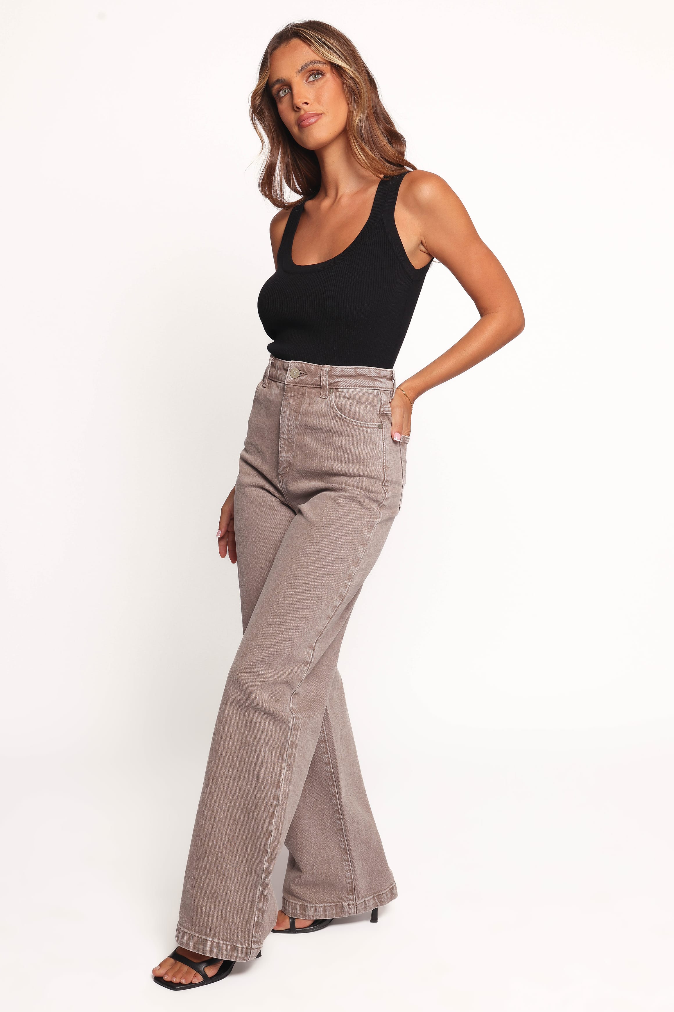 BOTTOMS Abrand 94 High Wide Jeans - Mushroom