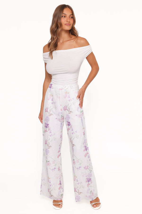 BOTTOMS Adams Fitted Pant - Purple Floral