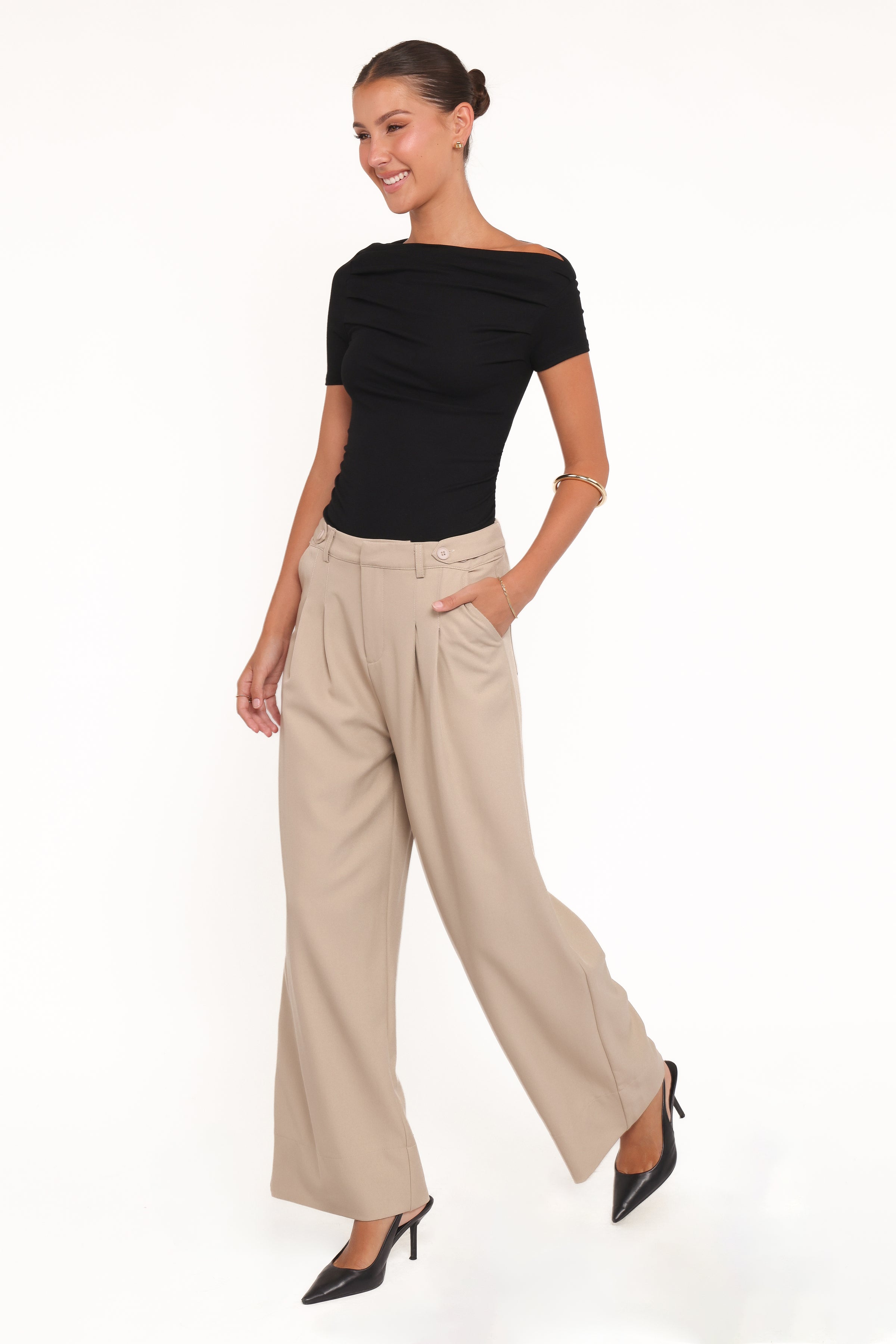 BOTTOMS Adrian Adjustable Waist Pants - Taupe