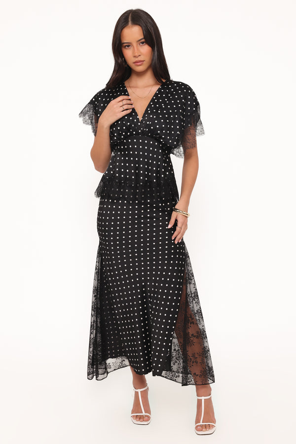 BOTTOMS Ailbhe Lace Skirt - Black Polka Dot