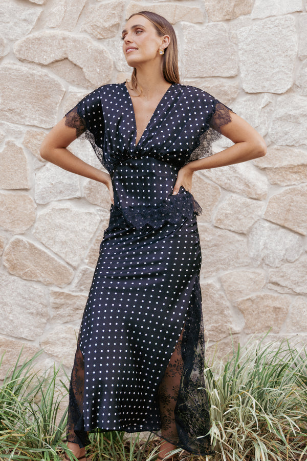 BOTTOMS Ailbhe Lace Skirt - Black Polka Dot