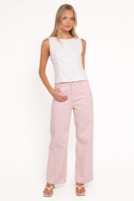 BOTTOMS Ailis Wide Leg Jean - Dusty Pink