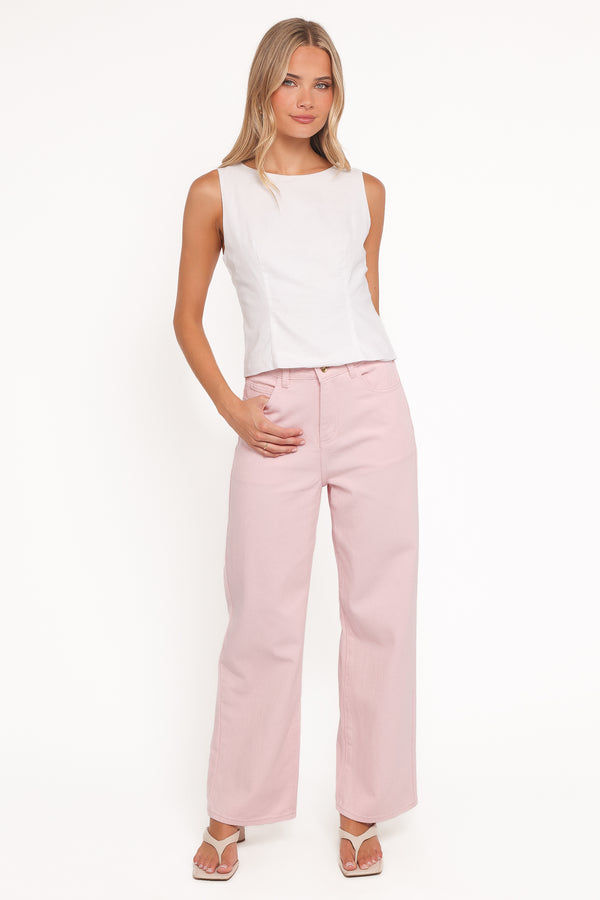 BOTTOMS Ailis Wide Leg Jean - Dusty Pink