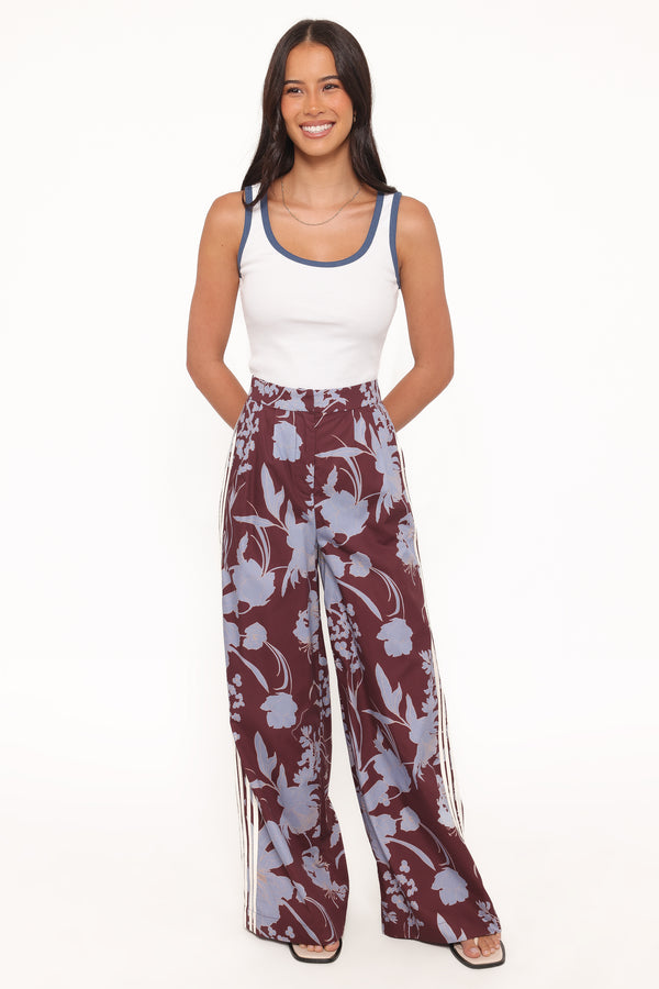 BOTTOMS Aine Wide Leg Tailored Pant - Burgundy Floral
