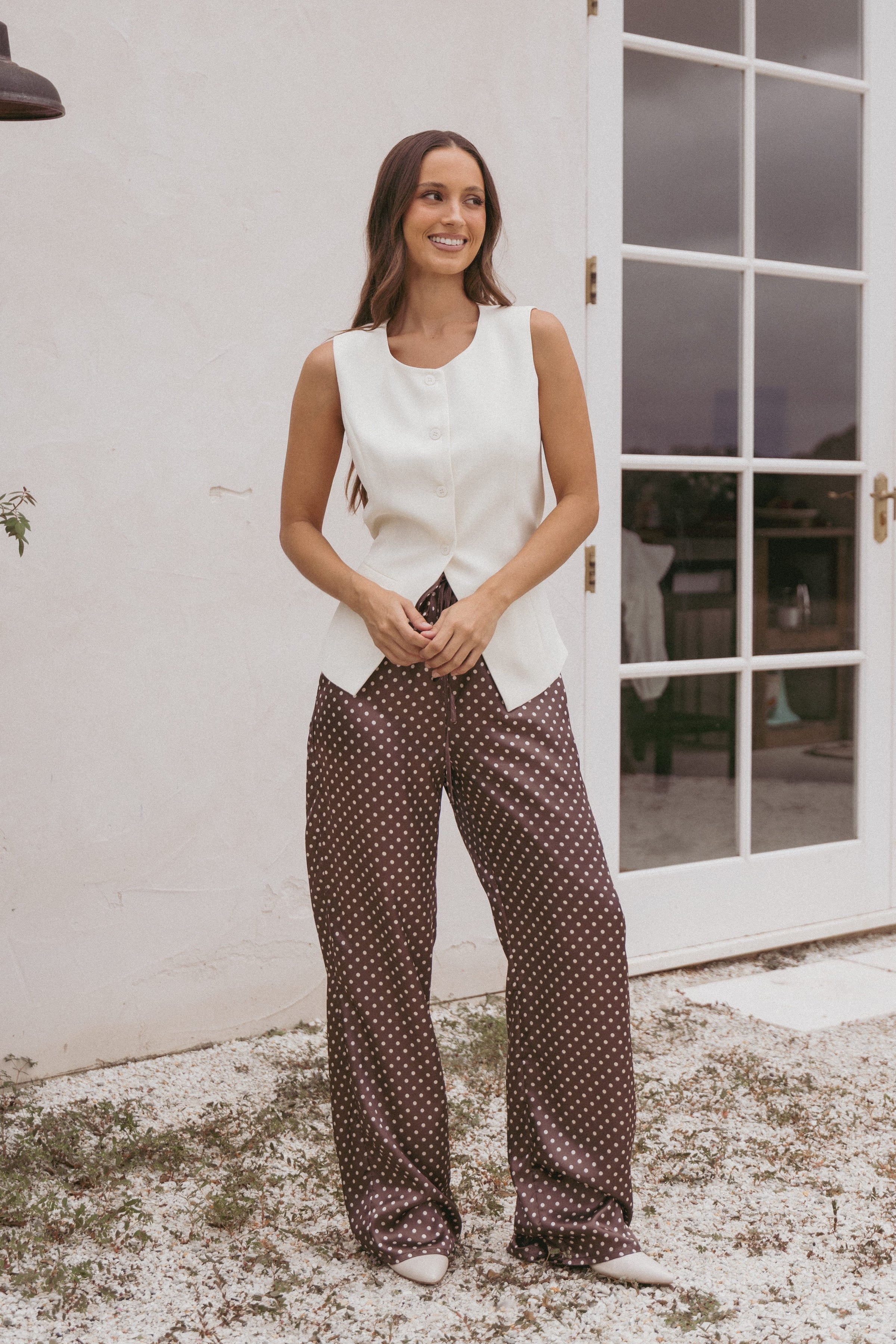 BOTTOMS Alima Pants - Brown Polka Dot