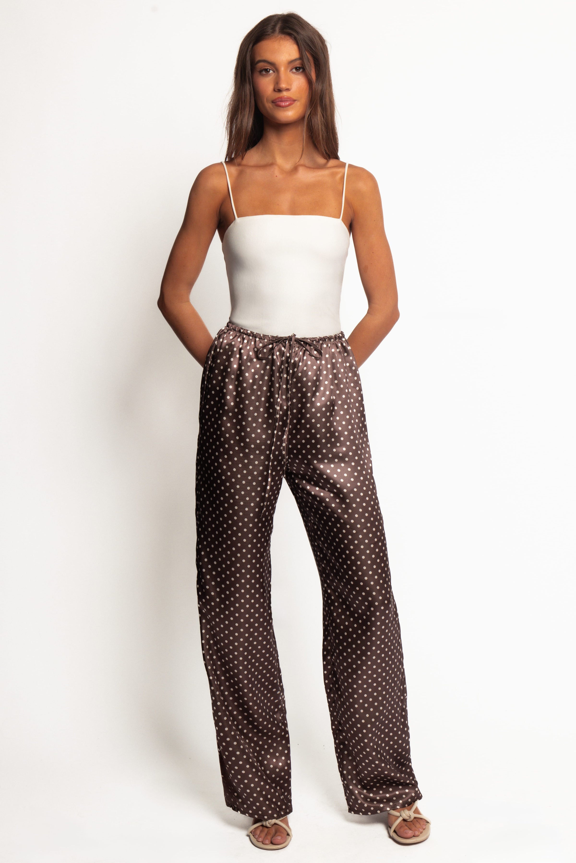BOTTOMS Alima Pants - Brown Polka Dot
