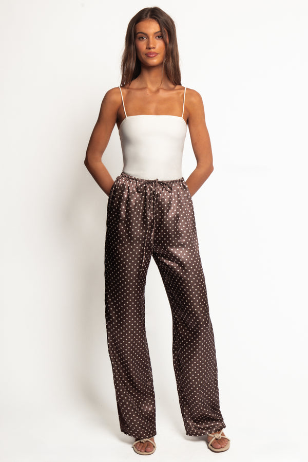 BOTTOMS Alima Pants - Brown Polka Dot