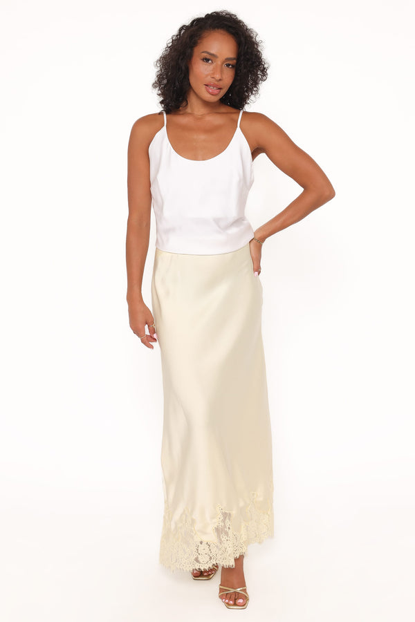 BOTTOMS Alira Lace Trim Midi Skirt - Yellow