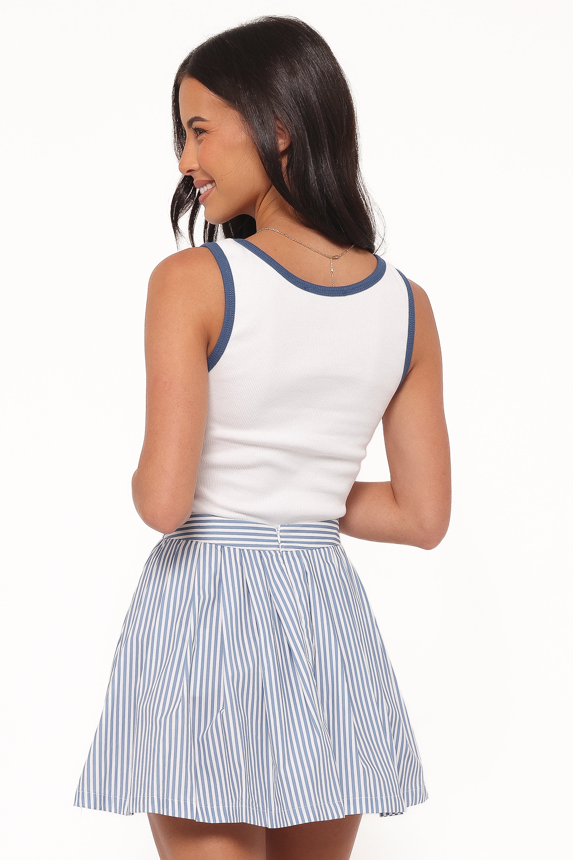 BOTTOMS Amaya Pleated Mini Skirt - Blue Stripe
