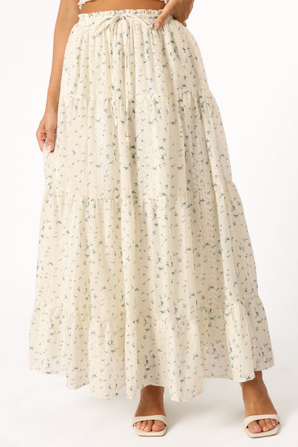 BOTTOMS @Amberlyn Maxi Skirt - Blue Floral (Hold for Easter)