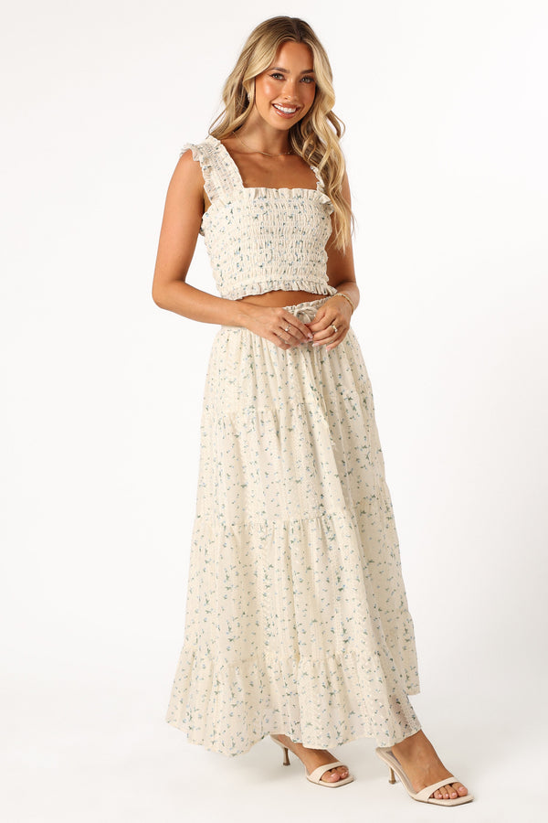 BOTTOMS @Amberlyn Maxi Skirt - Blue Floral (Hold for Easter)