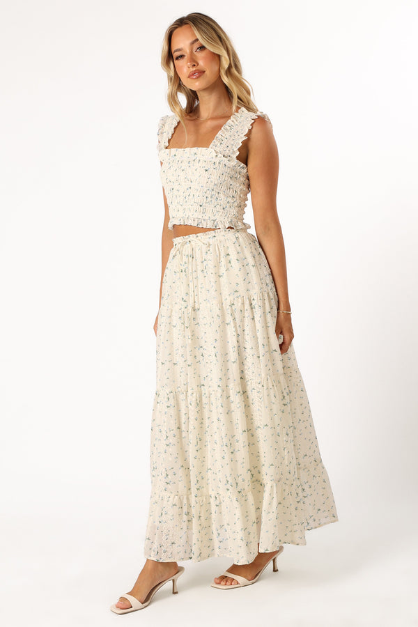 BOTTOMS @Amberlyn Maxi Skirt - Blue Floral (Hold for Easter)