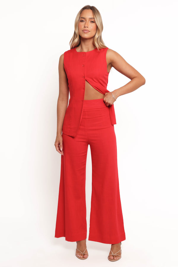 BOTTOMS Amia Linen Blend Pants - Red