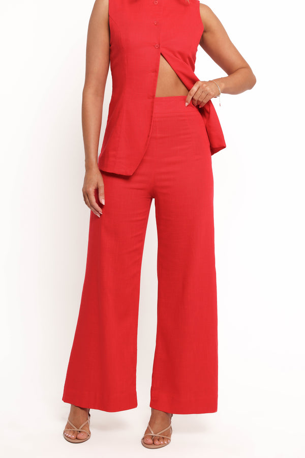 BOTTOMS Amia Linen Blend Pants - Red