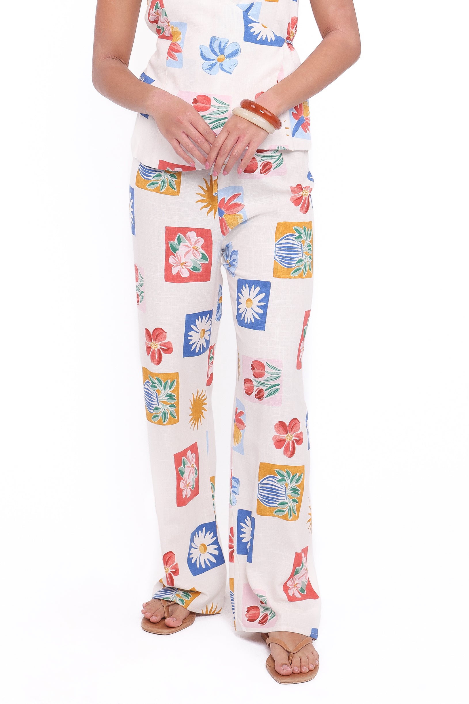 BOTTOMS Amicia Wide Leg Pant - Tulip Stamp