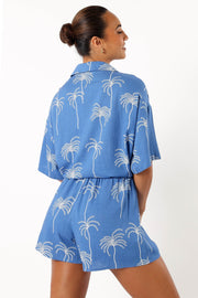 BOTTOMS @Amira Shorts - Blue Palm Print