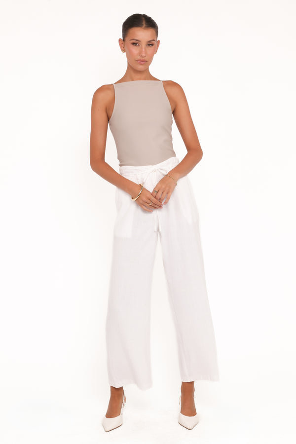 BOTTOMS Andrew Wide Leg Linen Blend Pant - White