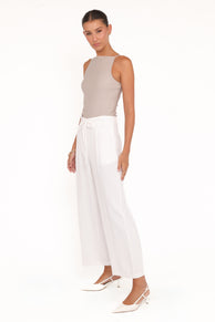 BOTTOMS Andrew Wide Leg Linen Blend Pant - White