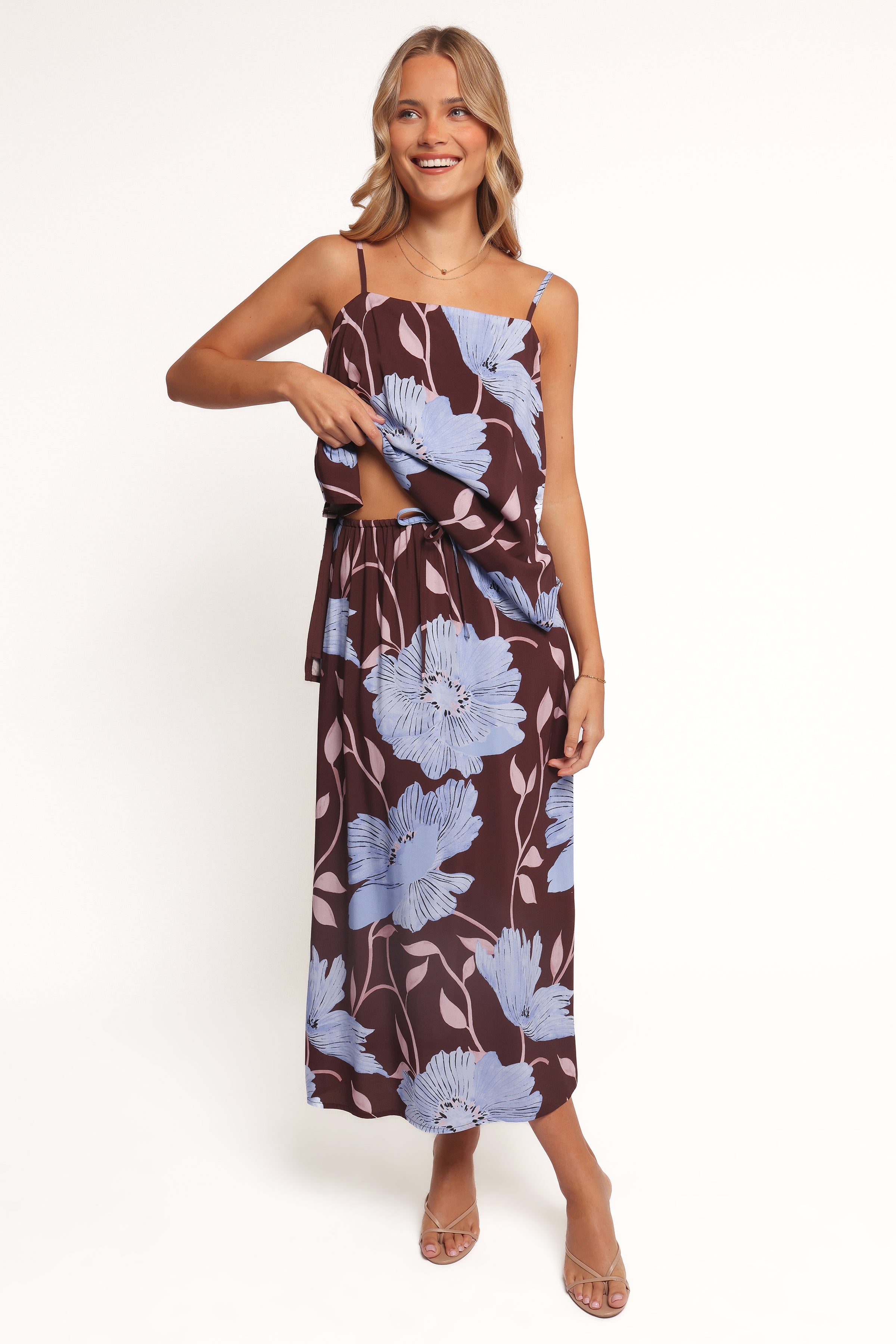 BOTTOMS Angie Midi Skirt - Blue Poppies