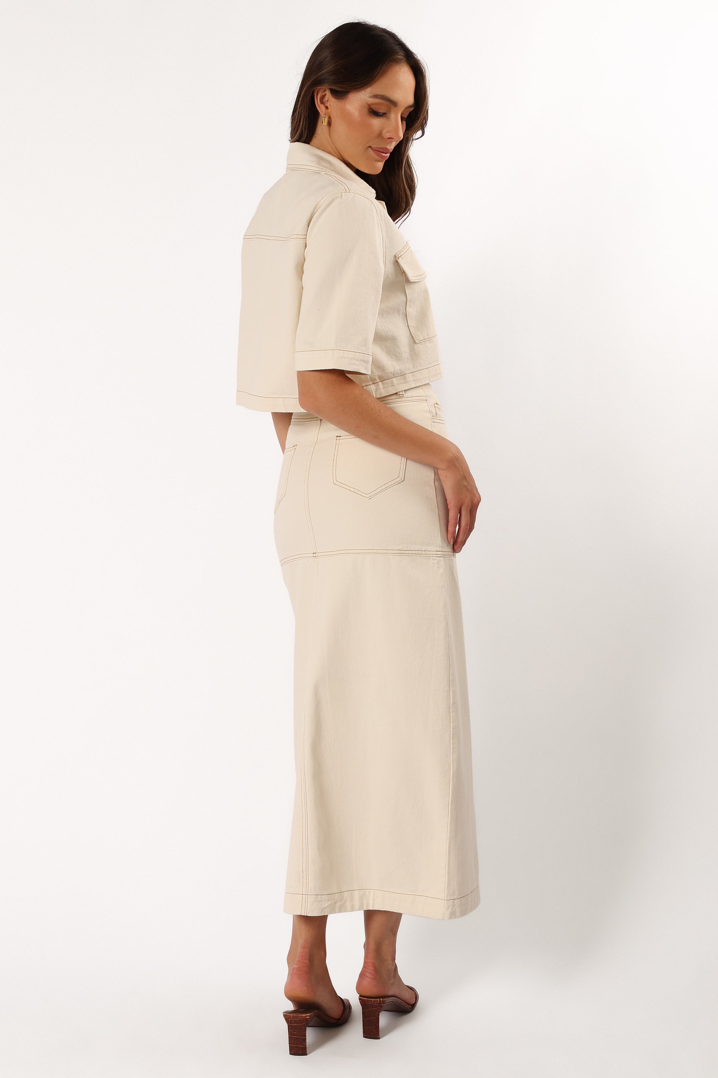 BOTTOMS @Antara Midi Skirt - Sand (Hold for Cool Beginnings)