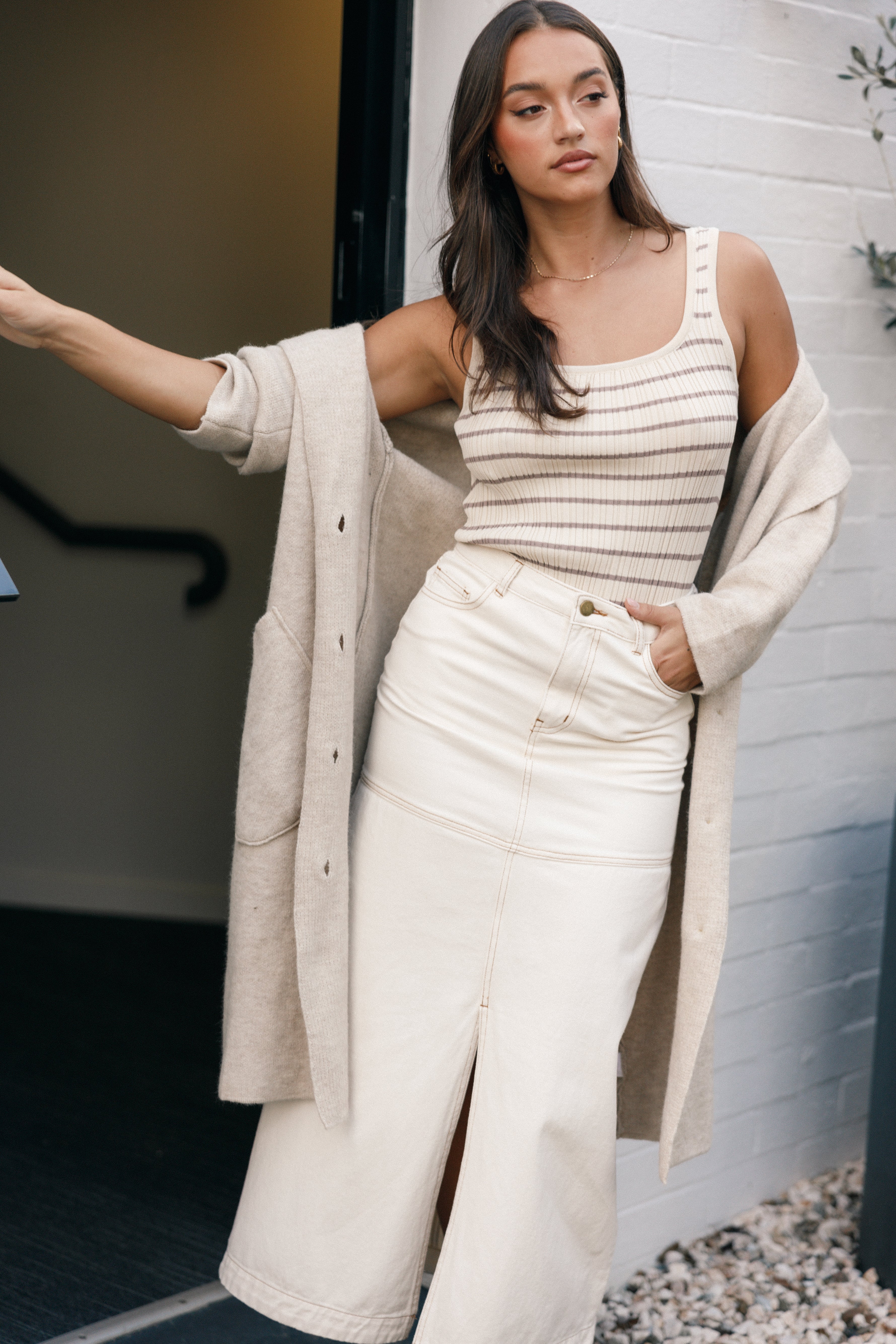 BOTTOMS @Antara Midi Skirt - Sand (Hold for Cool Beginnings)