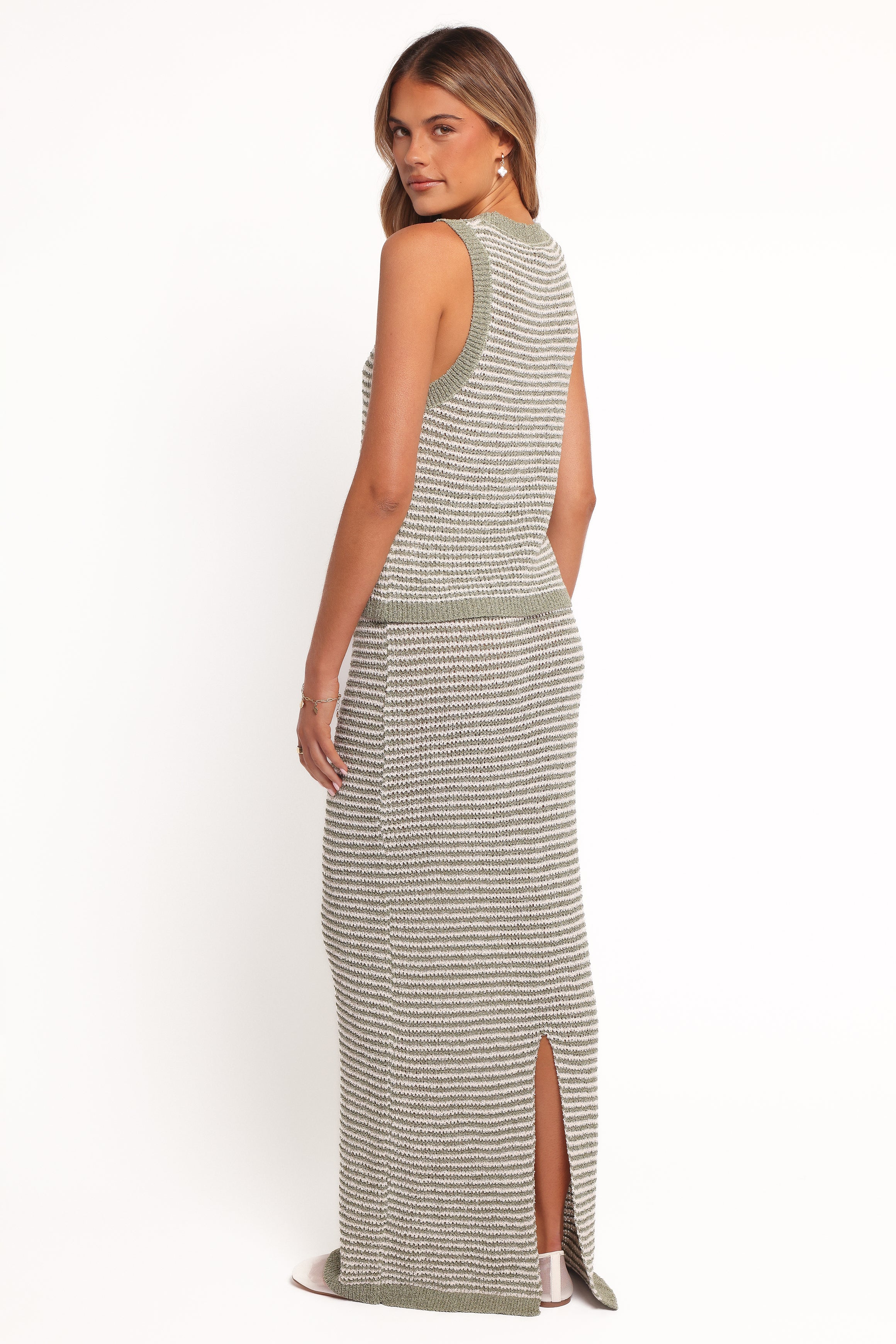 BOTTOMS Arella Knit Skirt - Sage/cream