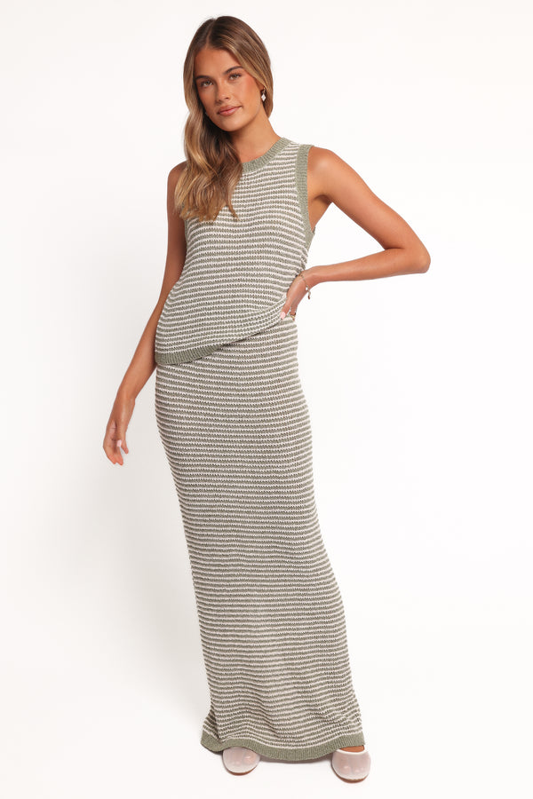 BOTTOMS Arella Knit Skirt - Sage/cream